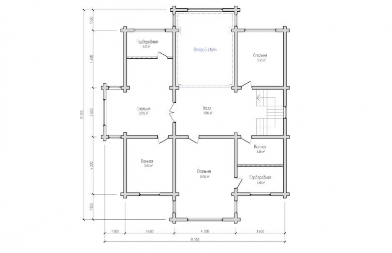 План 2-го этажа деревянного дома Стройный