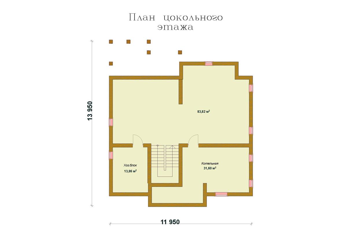 План цокольного этажа бани «Валентина»