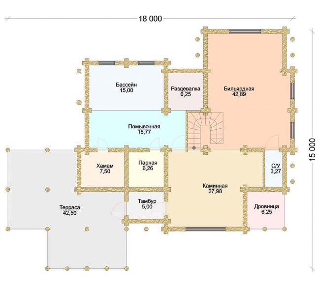 План 1-го этажа бани «Татьяна»