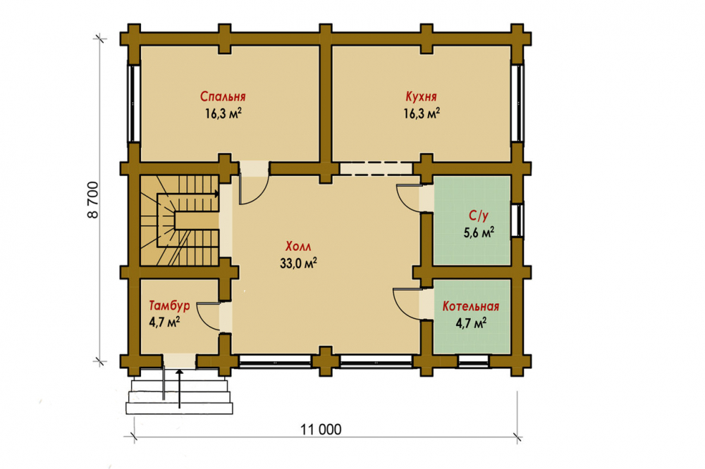 План 1 этажа деревянного дома Вика