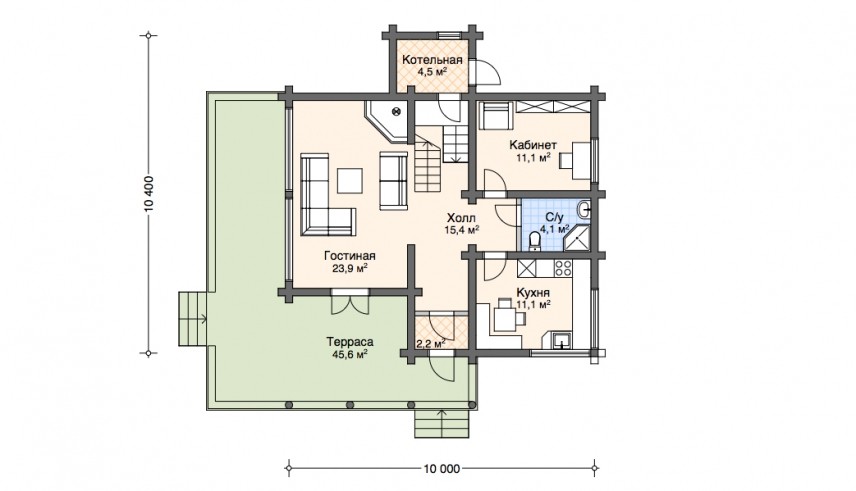 План 1-го этажа деревянного дома София
