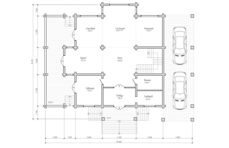 План 1-го этажа деревянного дома Стройный