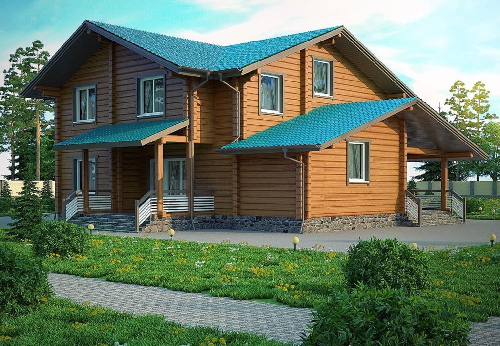 Фасад деревянного дома Эталон