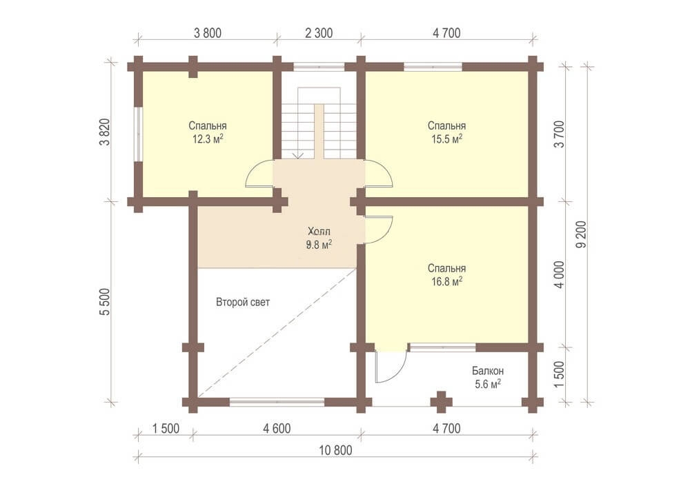 План 2 этажа деревянного дома Семейный