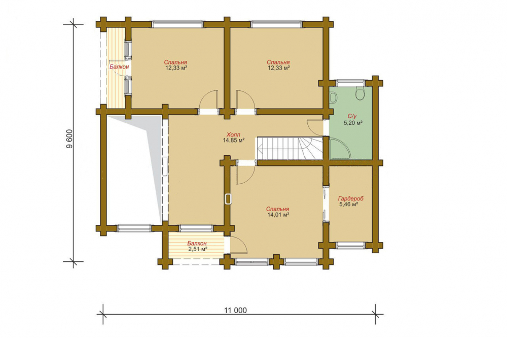 Деревянный дом «Кристина» план 2-го этажа