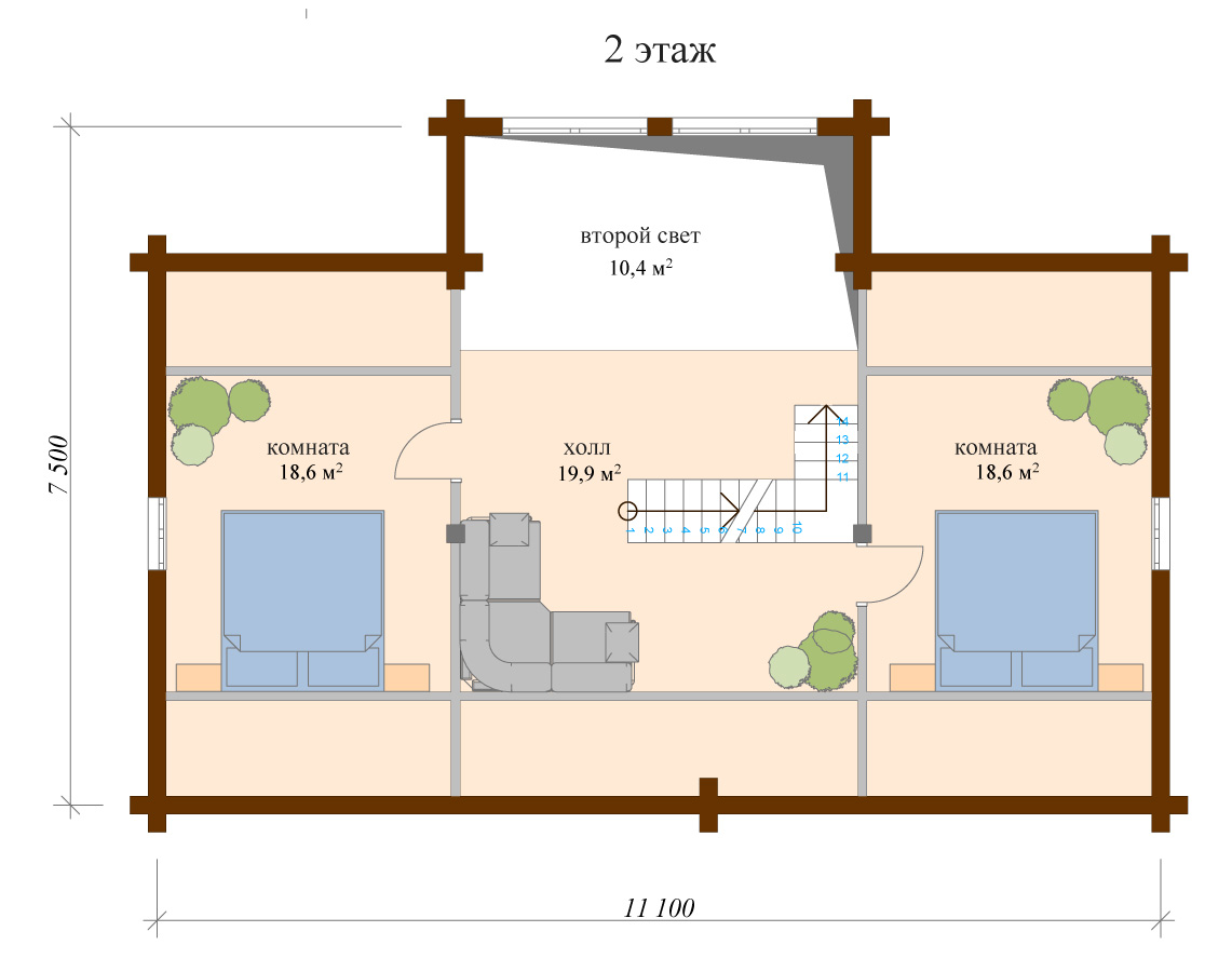 Деревянный дом «Ангелина» план 2-го этажа