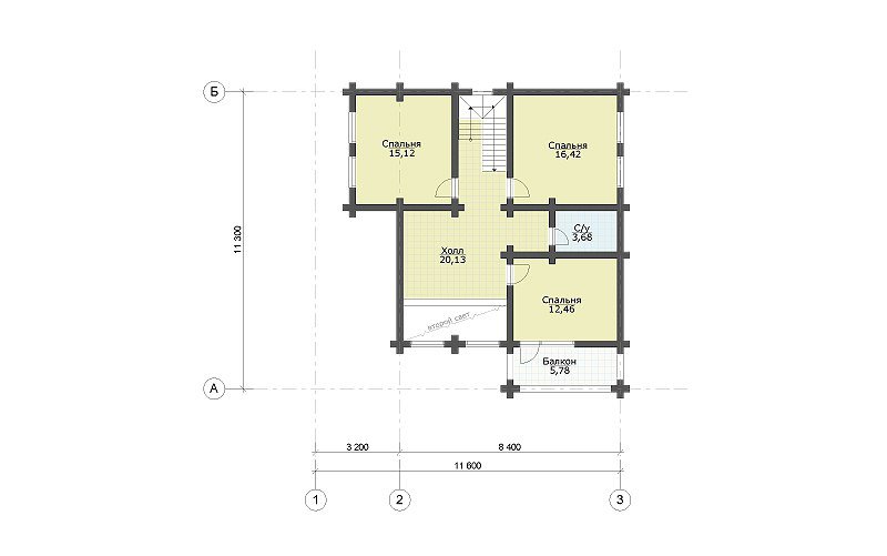 Планировка 2-го этажа деревянного дома Клевер