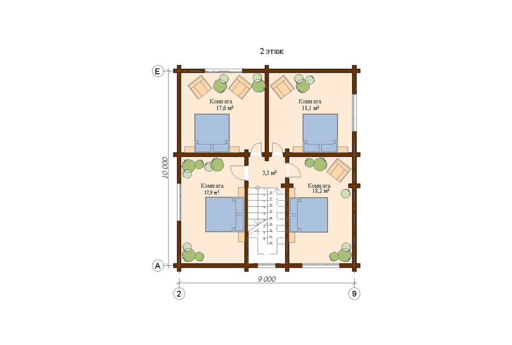 Планировка 2-го этажа деревянного дома Соната