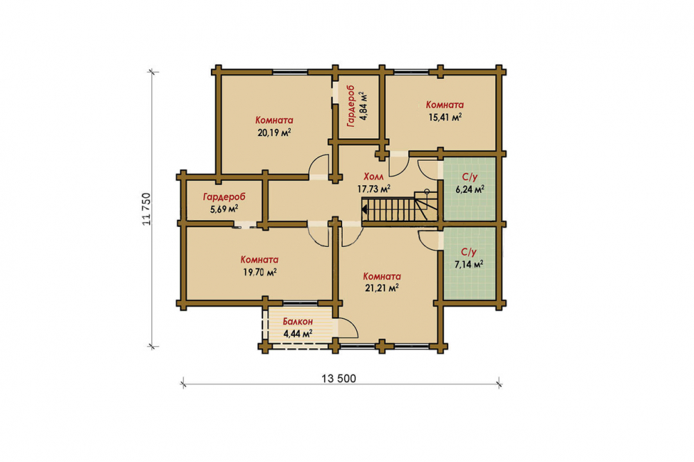 План 2-го этажа деревянного дома Сказка