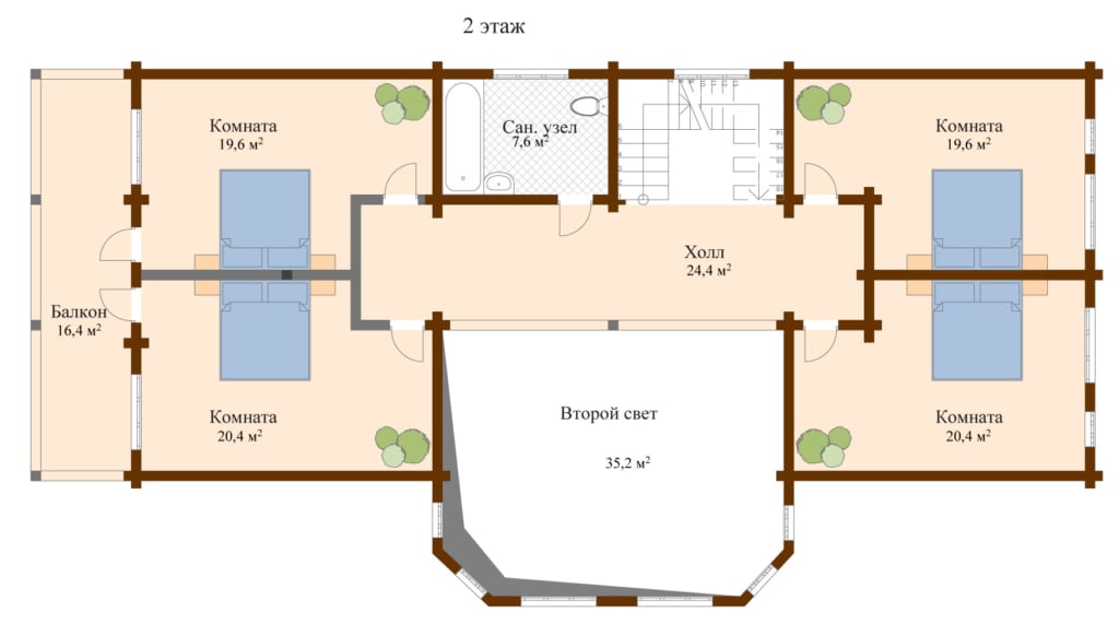 План 2-го этажа деревянного дома Ирида