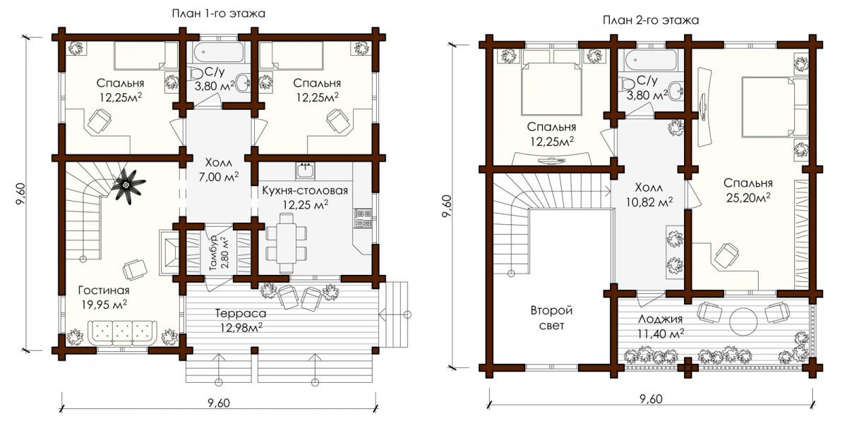 Деревянный дом «Амалия» план этажей